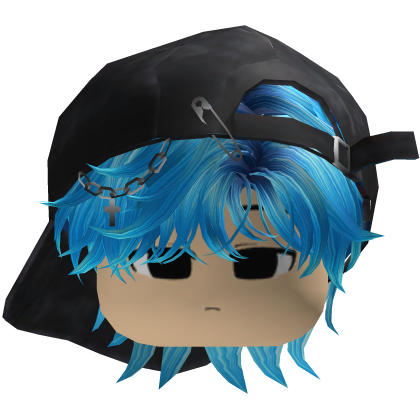 Garoto Y2k Fofo Hair Bagunçado Ciano com Chapéu Roblox item