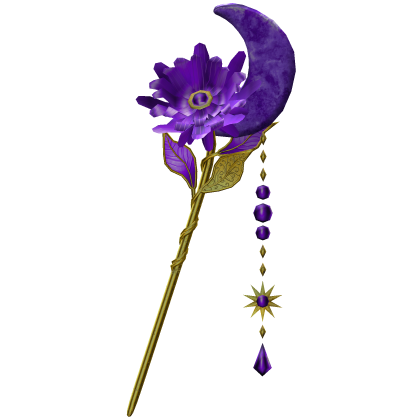 Flower & Moon Magical Staff In Purple & Gold Roblox item