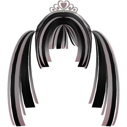 black pink double yandere tiara pigtails