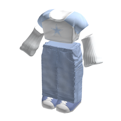 🍀Y2K Cargo & Baby Tee Outfit (Blue) thumbnail