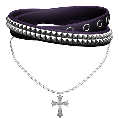 Emo Purple Studded Belt Choker Roblox item