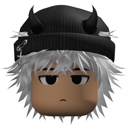 Messy Hair w/ Horned Beanie (Silver)