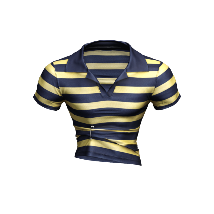 Pinned Collared Shirt Yellow/Navy Stripes
