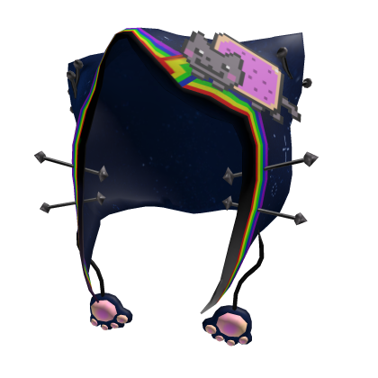 Nyan Cat Rainbow Studded Spiky Hood w Piercings