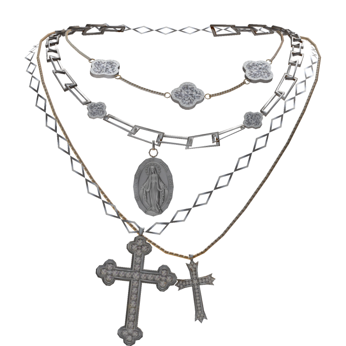Gold & Silver Layered Clover Jesus Cross Necklace