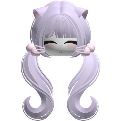 ♡ moe face wavy pigtails w cat ears (violet)