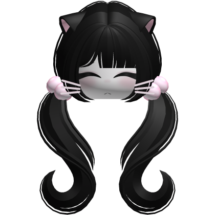 ♡ moe face wavy pigtails w cat ears (black)