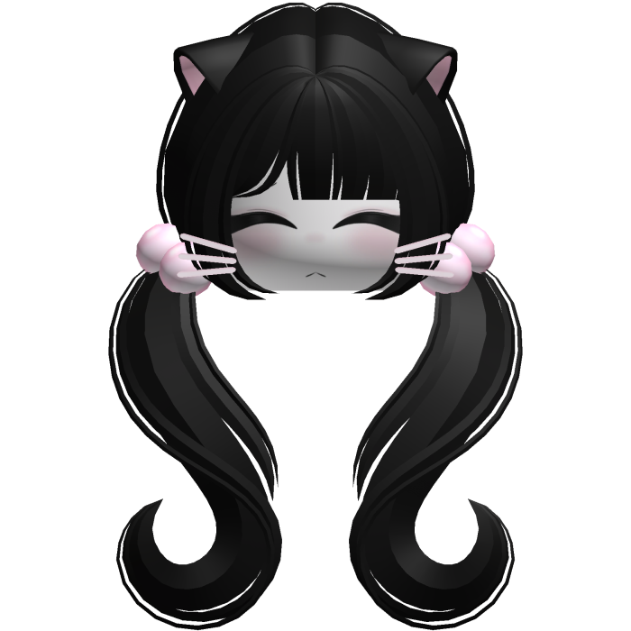 ♡ moe face wavy pigtails w cat ears (black)
