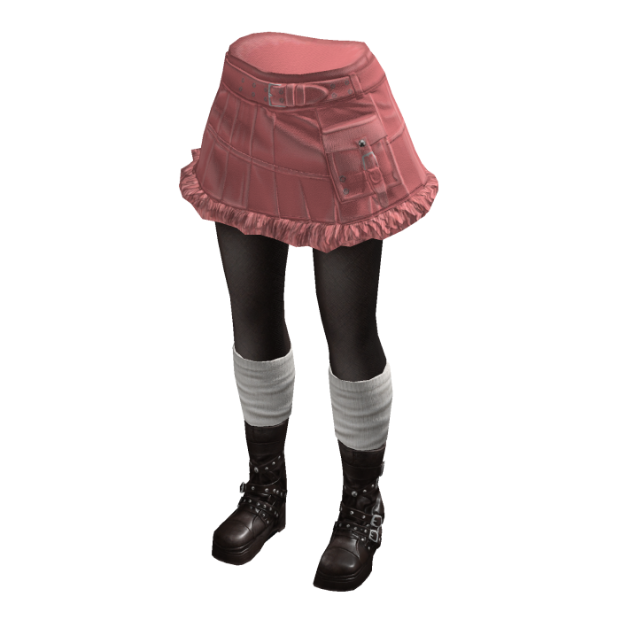 Belted Mini Skirt with Ruffle Hem (Pink)