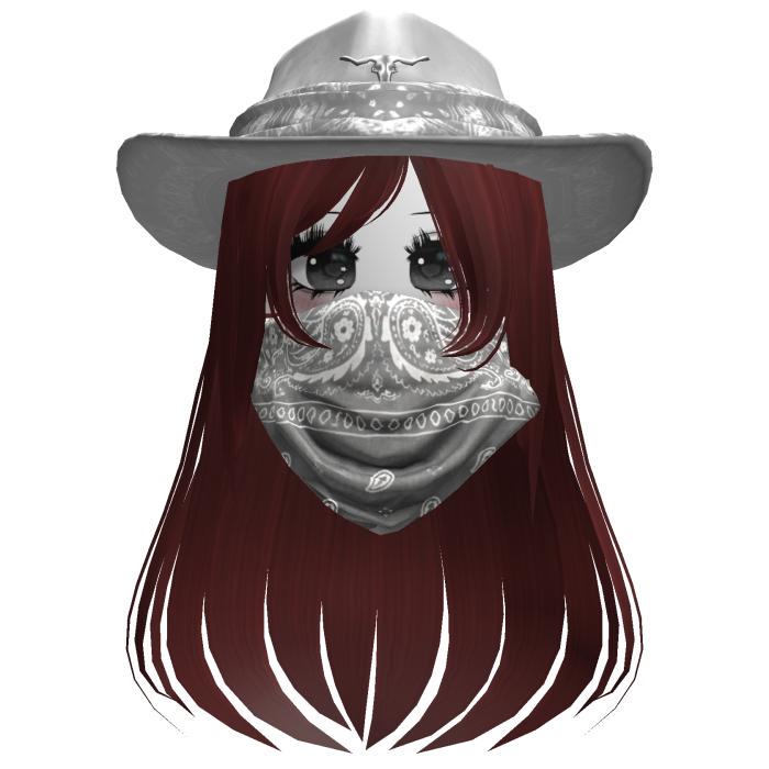 White Cowgirl Hat with Mask + Neck Scarf