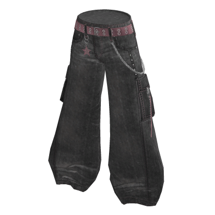 Y2K Star Charm Baggy Pants - Grey