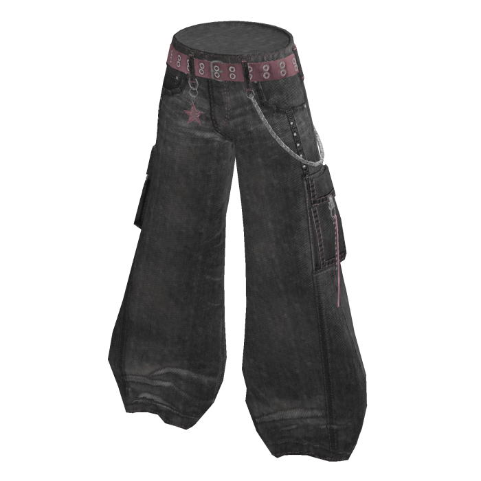 Y2K Star Charm Baggy Pants - Grey