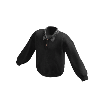 Baggy Collared Polo Sweater Black thumbnail