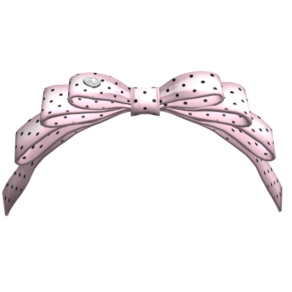 Polka Dots Satin Bow In Pink