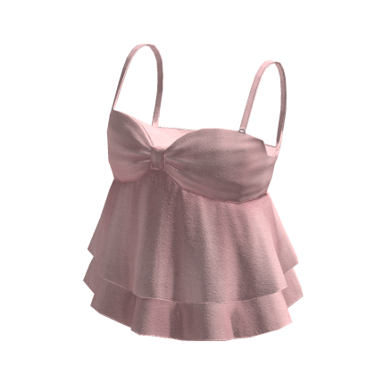 🍀Ruffle Lace Strap Tee (Pink)