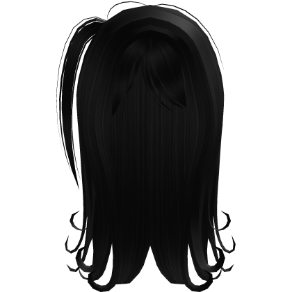 Long black curly hair with a ponytail Roblox item