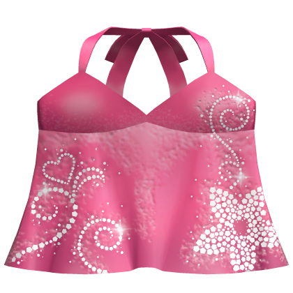 ♡ Hot Pink Y2K Summer Sequin Halter