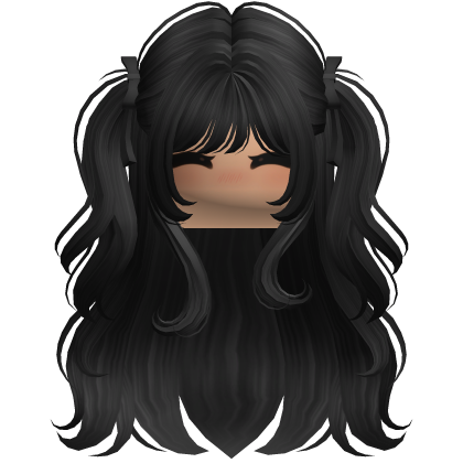 Black Half Up Pigtails w/ Black Bows & Cute Blush Roblox item