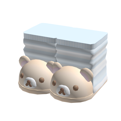 Cute Tan Bear Slippers w/ Blue Socks