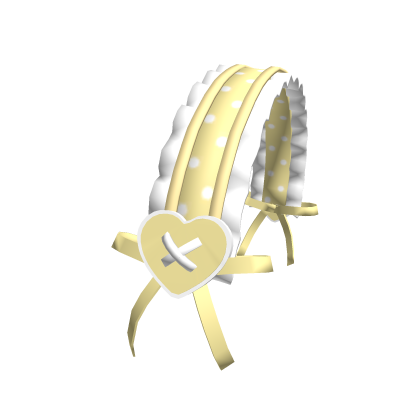 yellow ruffle headband with bows and heart Roblox item