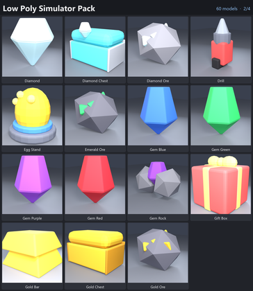 Low Poly Simulator Pack Ore Gem Egg Chest x60 preview 2