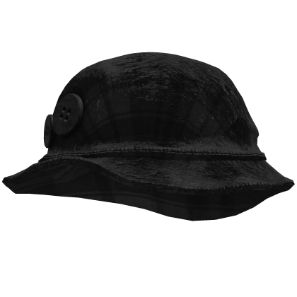 Black Plaid Button Pin Hat