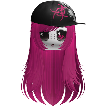 Moe Scene Hot Pink Wispy Hair /w Emo Cap