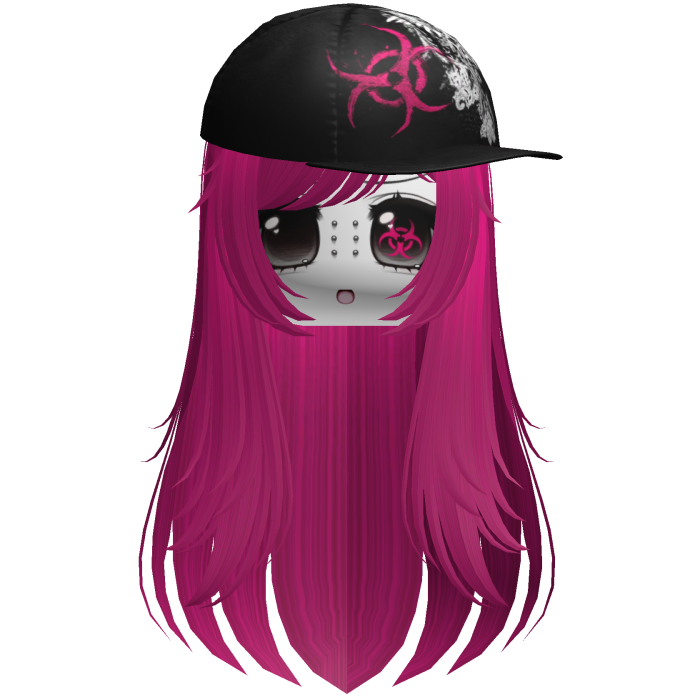 Moe Scene Hot Pink Wispy Hair /w Emo Cap