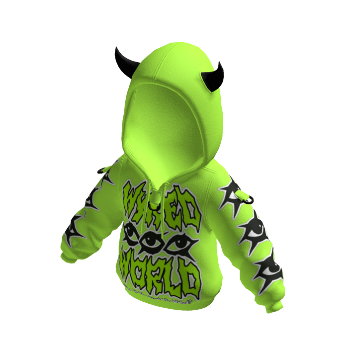 Horned Hoodie Hood Up Green Wicked