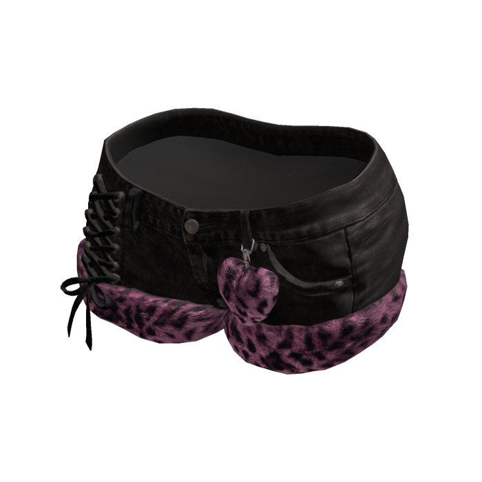 Y2K Black/Pink Denim Leopard Mini Shorts
