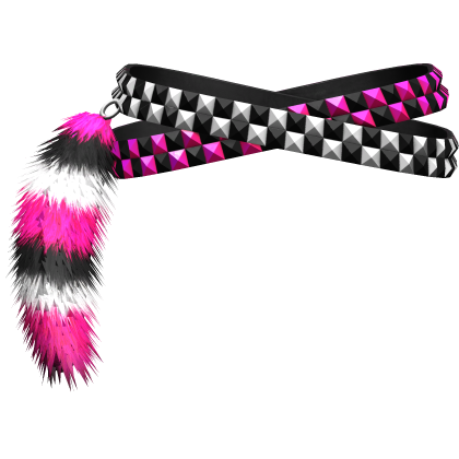 Pink Studded Scene Double Belt Fur Keychain Right