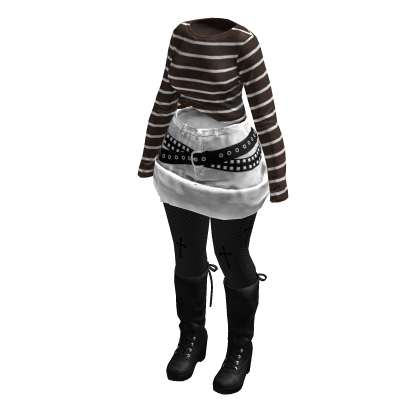 Dark Y2K Striped Sweater Gothic Tights(BrownWhite)