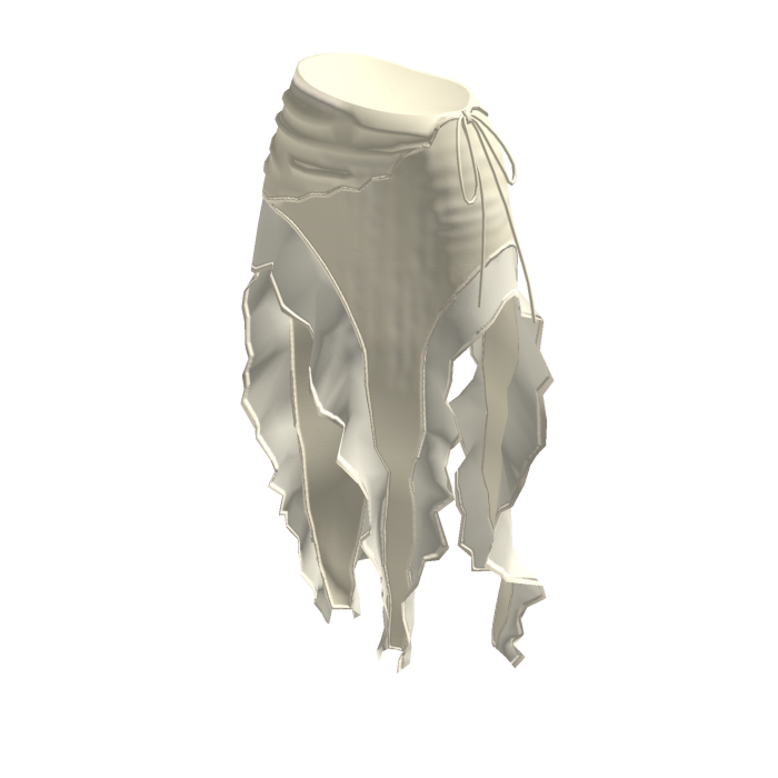 Fairy Grunge Distressed Midi Skirt (White)