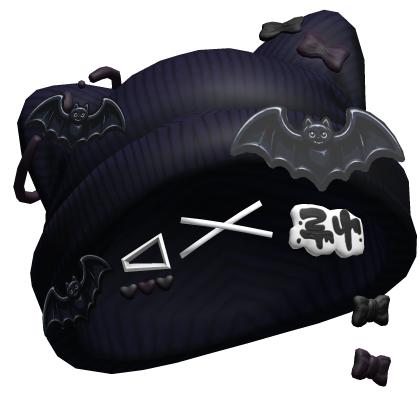 Spooky Bats Halloween Beanie w/ Hairclips