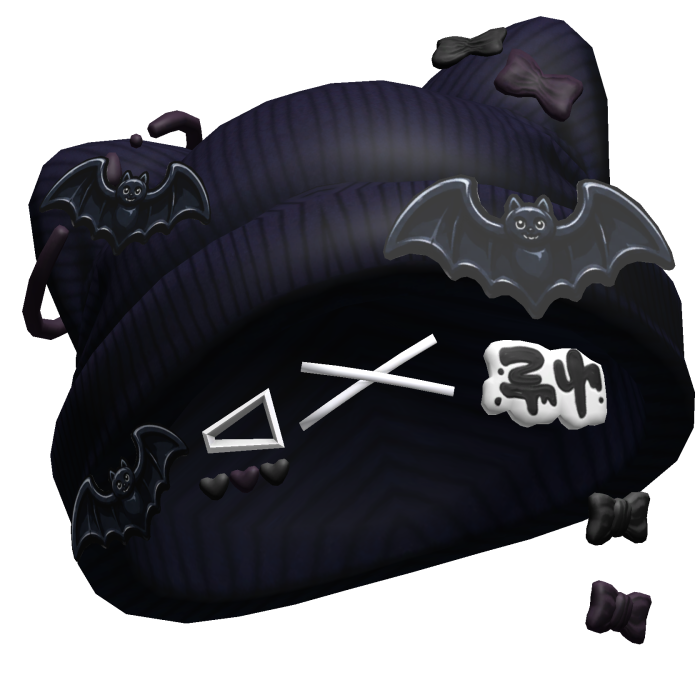 Spooky Bats Halloween Beanie w/ Hairclips