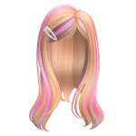 Long Blonde Hair With Hairclip and Pink Strands
