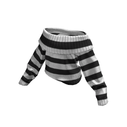 White Striped Cozy Off Shoulder Knit Sweater
