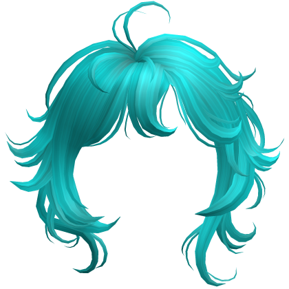 Messy Fluffy Swirly Curly Anime Bangs in Aqua Teal Roblox item