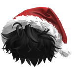 [FREE🎄] Black Hair w/ Christmas Hat