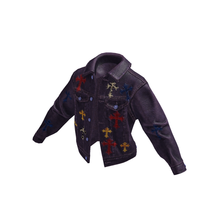 Purple Cross Patch Leather Jacket