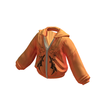 Y2K Tribal Graphic Zip Hoodie (Orange) | Roblox Item - Rolimon's