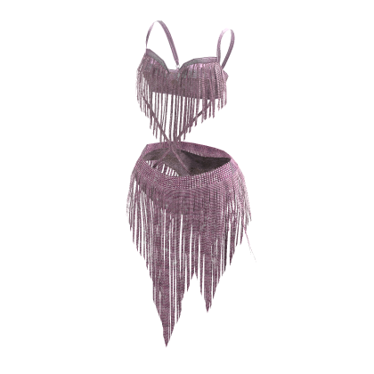 ʚ♡ɞ VS Hadid Fringe Pink Bikini Set thumbnail