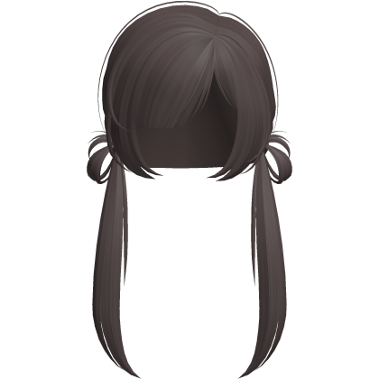 cute low buns with long pigtails in brown mauve