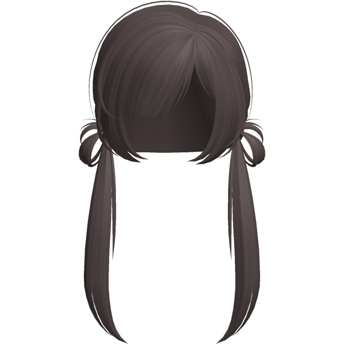 cute low buns with long pigtails in brown mauve