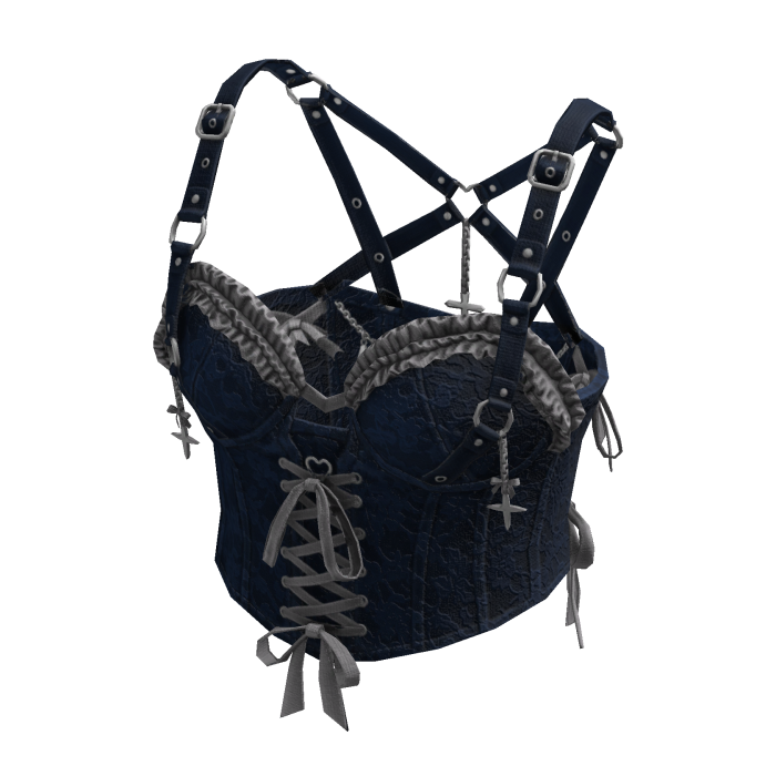 Gothic Coquette Corset Top (Blue)