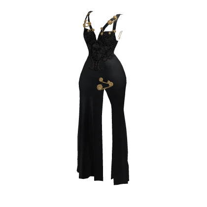 gold safety pin dress Versace by Donatella Versace - Black Women Casual Dress main image 1