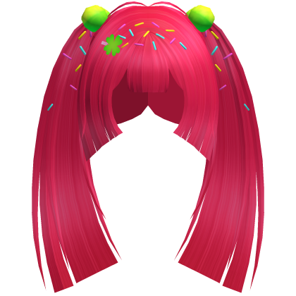♡ kawaii clover sprinkles long pigtails in red