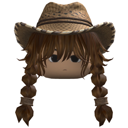 Braided Hair w/ Cowboy Hat (Brown)