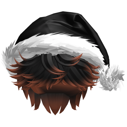 Messy Fluffy Black and Orange Hair a Santa Hat Y2k