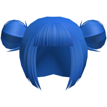 blue blunt bangs messy buns